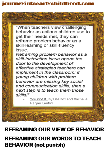 Reframe Our View of Behavior journeyintoearlychildhood.com